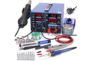 YIHUA Stacja lutownicza 853D 2 A USB SMD, stacja lutownicza na gorące powietrze, zasilanie 0-15 V DC, stacja 3 w 1 z przyłączem USB 5 V, woltomierz 35 V DC do napraw telefonów komórkowych i