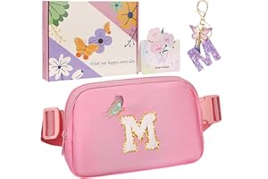 ONETOALL Gifts for 7 8 9 10 Year Olds Girls, Initial Bumbags for Kids Gifts, Lightweight Crossbody Bags, Waist Bag & Fanny Pack with Key's Chain