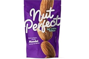 ‎NUT PERFECT BUT A BITE BETTER! Nut Perfect | Mandelkerne | mit Haut | süßlich im Geschmack | kürzere Transportwege durch Anbau und Verarbeitung in Spanien | CO2-Einsparung durch kürzere Transportwege | 100g