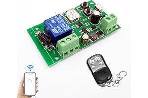 EACHEN Interruttore WiFi Modulo relè wireless RF 433 MHz, telecomando APP DC 5V/12V, compatibile con Amazon Alexa Google Home, controllo vocale per sistema di controllo accessi, funziona con Ewelink APP