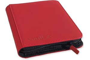 Vault X Premium Exo-Tec Zip Binder 4 Pocket, 20 Double-Sided Pages, 160 Side-Loading Slots for Board, Collectible or Trading Card Game Protective Folder Album (Red)