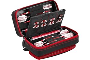 Casemaster Plazma Pro Darttasche für 6 Dartpfeile mit weicher und Stahlspitze, verfügt über eine große Fronttasche für Mobile Geräte, integrierte Aufbewahrungsröhren und Taschen für Flüge, Spitzen,