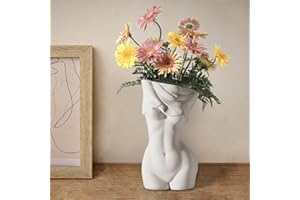 VAYALT Vase Décoratif pour le Corps Féminin, Vase Femme Blanc, Ase en Résine Créative Forme Féminine, Vase Sculpture Décoratif, Décoration Esthétique, Buste D'Art Corps pour Salon Décoration la Maison
