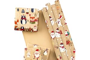 Ruspepa, carta da regalo, con diversi motivi, per confezionare regali di Natale, 44,5 x 76 cm Babbo Natale 6S.