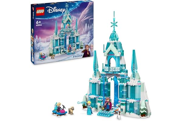 LEGO Disney Le Palais de Glace d'Elsa, Jouet de Construction avec Château et Mini-poupées Elsa et Anna, Cadeau Amusant pour Filles, Garçons et Fans du Film dès 6 Ans - Objet de Décoration 43244