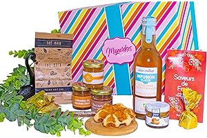 COLIS GOURMANDS Panier Garni Sucré Coffret Gourmand À Offrir Panier gourmand Idéal pour Cadeau Chandeleur Fête des Mères, Fête des Pères, Anniversaire, Noël, Retraite Panier Garni