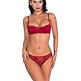 Bluewhalebaby Women's Sexy Push up Bra and Knickers Set Fine Lace Fabric Lingerie Sets (Suspender Garter Belt & Stockings Optional)