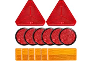 BANTI Catadioptres Rectangulaires Catadioptre Remorque 2 Pc Catadioptre Triangle 6 2 Pc Catadioptre Rond 6 2 Pc Catadioptre Rectangulaire pour Accessoire Velo Accessoire Moto Remorque Voiture Camion