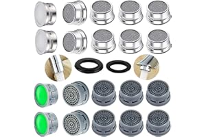 BOETOADG 20 Sets of Faucet Aerators with Gaskets 2.2 GPM Plug-in Restrictor Replacement Parts for Bathroom or Kitchen Plug-in Aerators (Stainless Steel and Green)