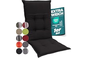 gardisun High-Backed Garden Chair Cushions, Extra Thick Seat Cushions, Made in Europe, Ideal Cushion for High-Backed Garden Chair, Cushions with High Light Fastness, Set of 1, Black