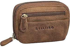 STILORD 'Eason' Monedero de Llaves de Cuero para Hombre con Múltiples Compartimentos - Organizador de Llaves y Monedas para Mujer - Llavero de Piel Auténtica con Bolsillo, Color:marrón - Medio