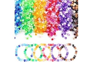 Pony Beads Bulk, 3400pcs+ Kandi Beads for Bracelets, Funtopia 36 Colors Plastic Bead for Craft, Rainbow Hair Bead for Braids for DIY Projects Jewelry Making (6x9mm)