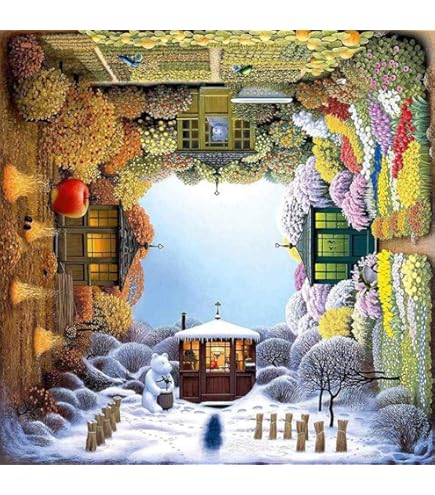 OWN4B Kreuzstich Set Engel Mädchen Weihnachtsbaum - 11CT 36x36cm DIY Stickpackung