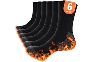 Yinqier Mens Thermal Socks Thick Warm Winter Hiking Socks Crew Breathable Cotton Cushion Work Sock for Cycling Trekking Trainer (6 Pairs)