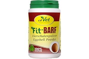 CDVET Fit-Barf – Polvere per guscio d'uovo 300 g – Fonte naturale di calcio per cani e gatti – Alta biodisponibilità – Nutrizione Barf