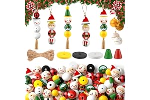 DOG'S BOOTY 94 Schneemann Holzperlen Weihnachten Set Holz weihnachtsperlen Bastelset Holzkugeln mit Gesicht und Juteschnur Bastelset Weihnachten Deko für Basteln & Diy Dekorationen Weihnachtsbaumschmuck