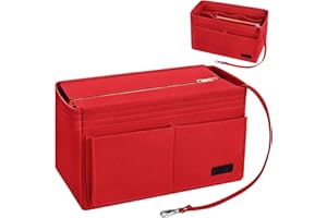 Ropch Handtaschen Organizer, Filz Taschenorganizer für Frauen Handtasche, Tote Bag Organizer mit Abnehmbare Reißverschluss-Abdeckung,Rot-XL