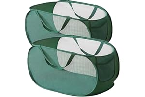 xiaoxiaozhijia 2 Pezzi Pop Up Cesto Portabiancheria,36 * 36 * 58cm,Portabiancheria Sporca con Manico,Borsa Lavanderia in Rete per Asilo Nido College Dormitorio Campeggio e Viaggio (Green)