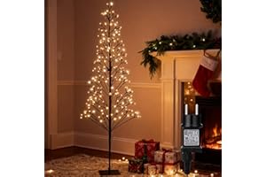 FLACCHI 1.5M im Freien künstlichen Baum enthält 27 LED Warmweiße Blinkende Glühbirne - 216 LED Pre lit Weihnachtsdekoration Baum Lichter mit Timer (Geradlinige Leuchte)