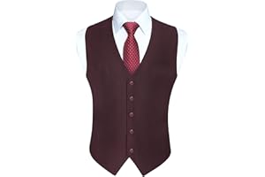 HISDERN Chalecos De Vestir Para Hombre Boda Formal Color Sólido Elegante Clásico Casual Algodón Chaleco Con Bolsillos Fiesta Negocio XS-4XL