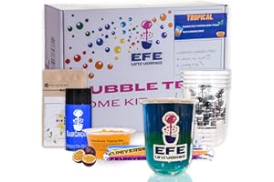 DMA-Z Bubble Tea DIY Heimset, Tropical Vibes, 100% Vegetarisch und Glutenfrei Boba Set, Passionsfrucht Popping Boba Perlen, Blue Cracao-Sirup und Jasmin-Grüntee