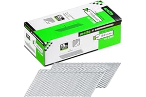 meite Chiodi di Finitura Angolati Tipo DA 15G / 50 mm, Zincati, 34 Gradi, Chiodi 15 Gauge per Pistole Sparachiodi – Ideali per Falegnameria, Tappezzeria e Lavori di Intelaiatura (2.000 Pezzi)