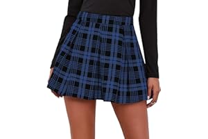 Maeau - Faldas Mujer Plisada Escocesa Alta Cintura Falda Mujer Tables Plisada Escuela Uniforme Faldas Mujeres Cuadros Corto para Diario Fiesta Tenis Bádminton