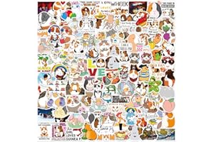 BRIC DODO 100 Stück Cartoon Meerschweinchen Aufkleber Wasserflaschen Laptop Telefon Gitarre Skateboard Computer Meerschweinchen Vinyl Stickers Wasserdicht Ästhetisch Aufkleber für Jugendliche Kinder Erwachsene