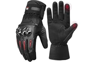 KEMIMOTO Gants de Moto d'hiver pour Homme, Imperméable Coupe-Vent Legère et Chaude Gants à Écran Tactile pour Moto Randonnée et Sports de Plein Air pour l'équitation, VTT, UTV, motoneige Ski et vélo