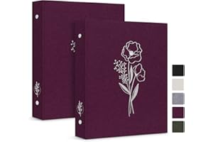Lanpn Aesthetic A5 6 Small Ring Binder 2 Packs, Linen Cover 0.75 inch Round Rings Can Holds A5 Paper for Home Office School Journaling Collections (Purple)
