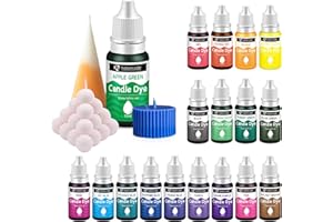 HIEBUM Kerzenfarbe – 18 Farben Kerzenwachs Farbstoff für Kerzenherstellung, hochkonzentriert, flüssig, Kerzenfarbe für Sojawachs, Bienenwachs, Palmenwachs, Gelwachs – je 10 ml