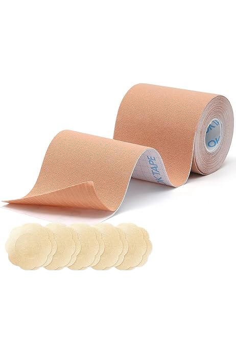 Nastro Adesivo Seno Boob Tape Reggiseno Adesivo 5M - Kit Completo Con Petali E Copricapezzoli Per Seno A-G Reggiseno Invisibile Push Up