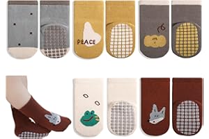 Exemaba Rutschfeste Socken für Baby Mädchen Jungen 5 Paar Kinder Anti Rutsch Socken Sportsocken Stoppersocken