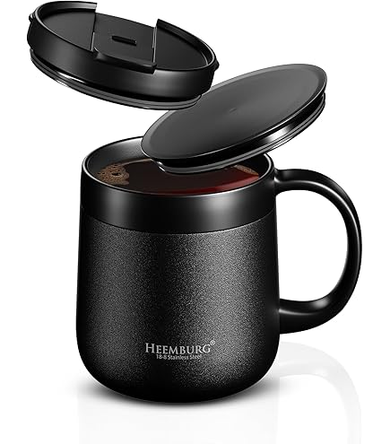 ThermoCafé kunststof en roestvrij staal, reisbeker, 450 ml, kunststof, roestvrij staal, blauw, klein