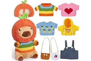 G.C Peluche Capybara 25cm con Ropa & Sombrero, Simulación Carpincho Juguetes, Almohada de Peluche de Carpincho Decoración Hogar Peluche de Capibara Muñeco de Peluche para Cumpleaños Regalo Niños Niñas