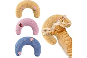 JazRvr 3 Stück Baldrian Kissen Für Katzen, Beruhigungskissen Mit Katzenminze, U-förmige Haustierkissen Für Kleine Hunde Und Katzen, Blau Pink Gelb