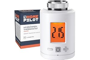 HOMEPILOT Heizkörper-Thermostat smart, Smart-Home Heizungsthermostat digital mit Funk zum Energiesparen - Heizungssteuerung (App, Siri, Amazon Alexa & Google Assistant) via Gateway möglich