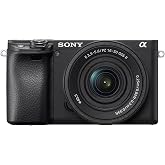 Sony Alpha 6400 Mirrorless Camera (APS-C) with 16-50mm f/3.5-5.6 lens, 24.2MP, 4K recording, 0.02s autofocus and tilting scre