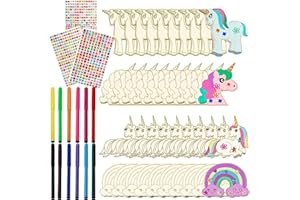 GAROMIA 55 Licorne Bricolage Licorne Artisanat en Bois à Peindre pour Enfants Activité Anniversaire Activite Manuelle avec Poignée pour Fille Anniversaire Fête