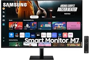 Samsung LS32DM700UUXXU 32" 4K Ultra HD HDR10 Smart Monitor with Speakers - 3840x2160, USB-C, HDMI, WiFi, Bluetooth, Smart Hub for TV streaming, Catch Up Apps and Gaming Hub