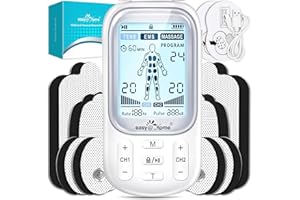 Easy@Home Tens Machine EMS: TENS Machine for Pain Relief EMS Muscle Stimulator for Back Pain | Back Massage Machine for Pain | Arthritis Pain Relief | Dual Channel 24 Modes 16 Pads Replacements