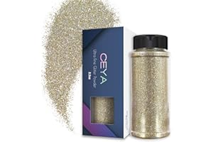 Ceya 3.5oz/ 100g Ultra Fine Glitter Powder Gold and Silver Glitter 1/128” 0.008” 0.2mm for Slime Epoxy Resin Craft Tumbler Jewelry Nail Art Festival Makeup Scrapbook Painting Wedding Cards