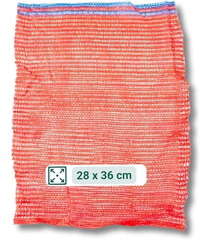 MIKONI 100 Stück Raschelsäcke 50x80 Cm – Orange, Atmungsaktiv, Reißfest – Für Kartoffeln, Obst, Gemüse Und Kaminholz, Mit Zugband