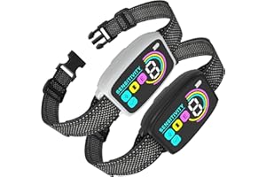 Meloive Collier Anti Aboiement Deux Chiens,Détection Intelligente des Aboiements,Modes Vibration/Choc Statique/Son,8 Niveau d'intensité Réglables,Rechargeable pour Gros Petit Chiens,Lot de 2