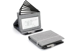 Kaitiaki 3x5 Inches Index Card Organizer with Pen Loop, Hand Note Card Case, Foldable Business Card Display Stand, Zipper Pouch, All-in-One Card Wallet, Water-Repellent Fabric, 5 Index Tabs, Gray