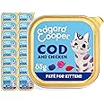 Edgard Cooper Kitten Grain Free Wet Cat Food Pate (Cod&Chicken 16 x 85g), Natural Cat Food in Cup for Sterilized or Active Ca