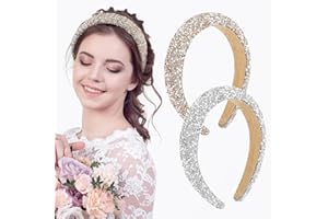 LOPHE 2 cerchietti per capelli con strass e perline scintillanti, accessori per donne e ragazze per San Valentino, matrimonio, compleanno, decorazione quotidiana