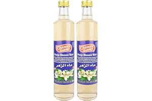 Chtoura Garden Eau florale fleur d'oranger, 2x500ml bouteilles en verre, idéale pour cuisson et pâtisseries