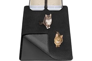 Ycozy Extra Große Katzenklo Matte 90 X 60 cm Katzenstreu Matte für Mehrere Katzentoiletten Große Waben Doppelschicht Design Katzenklo Unterleger Katzenklo Vorleger Wasserdichte