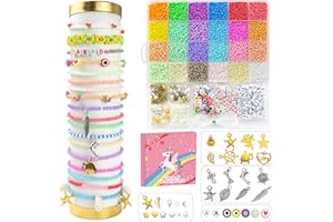VONXITE 8000 PCS+ Abalorios para Hacer Pulseras, 24 Colores 3mm Cuentas de de Vidrio para Hacer Collares, Kit para Hacer Pulseras, Bolitas con Letras para DIY Manualidad, Set para Hacer Pulseras